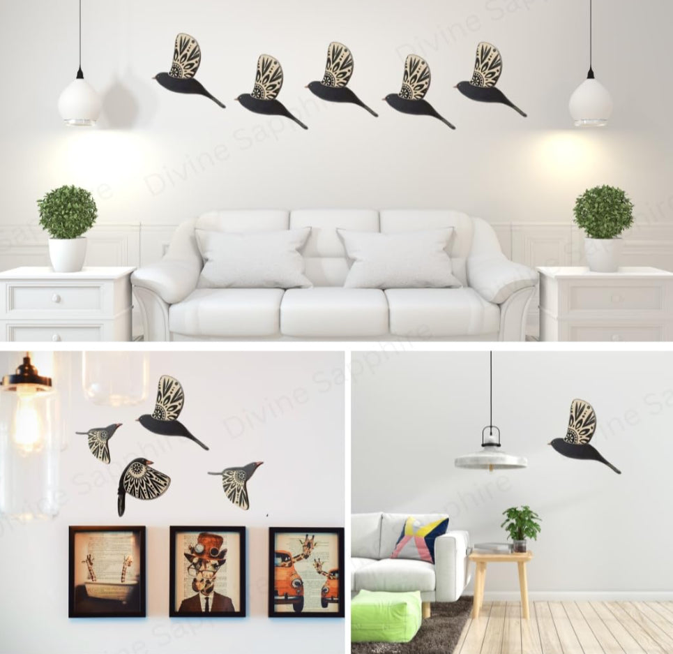 Black Wood Bird  Wall Decor