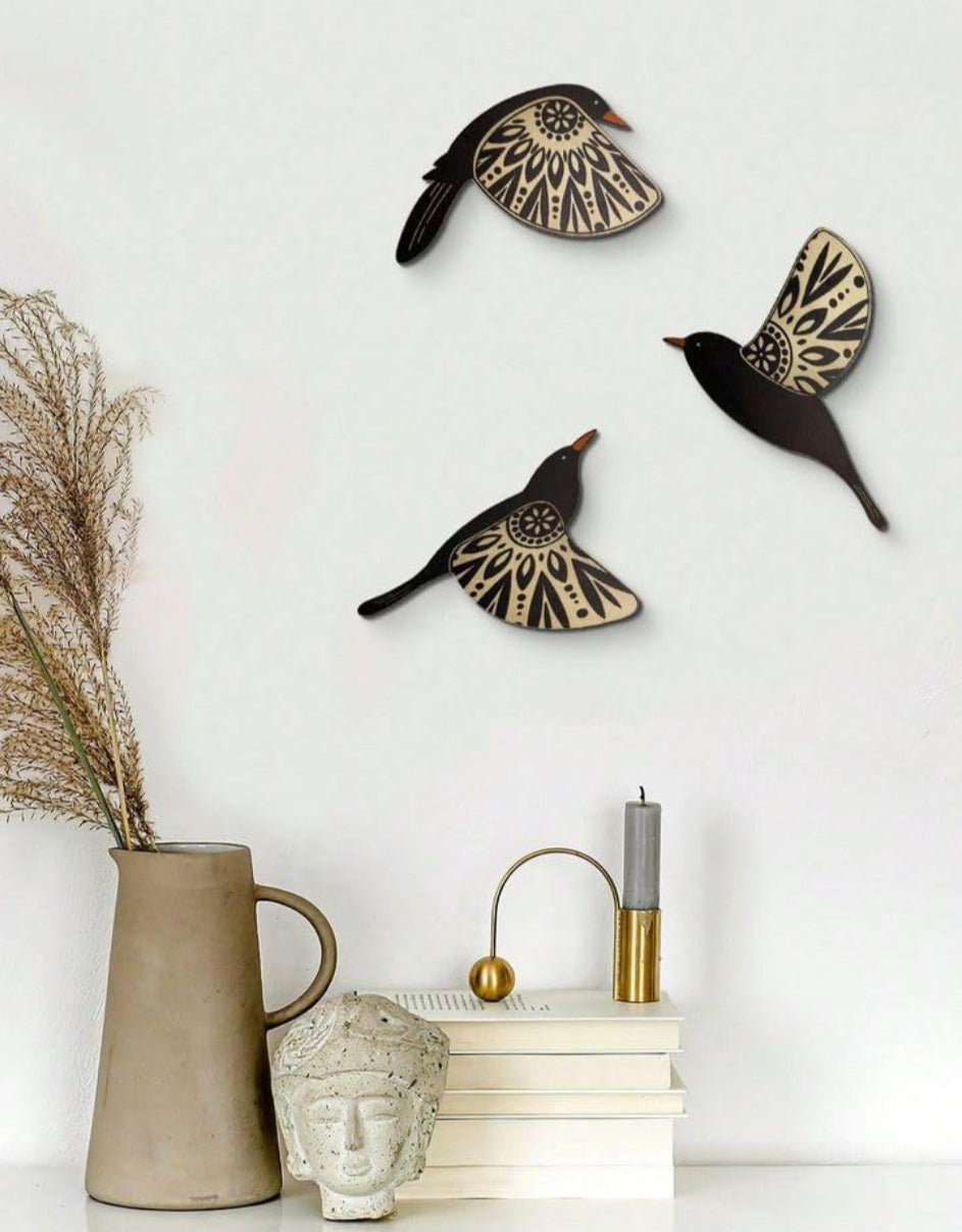 Black Wood Bird  Wall Decor