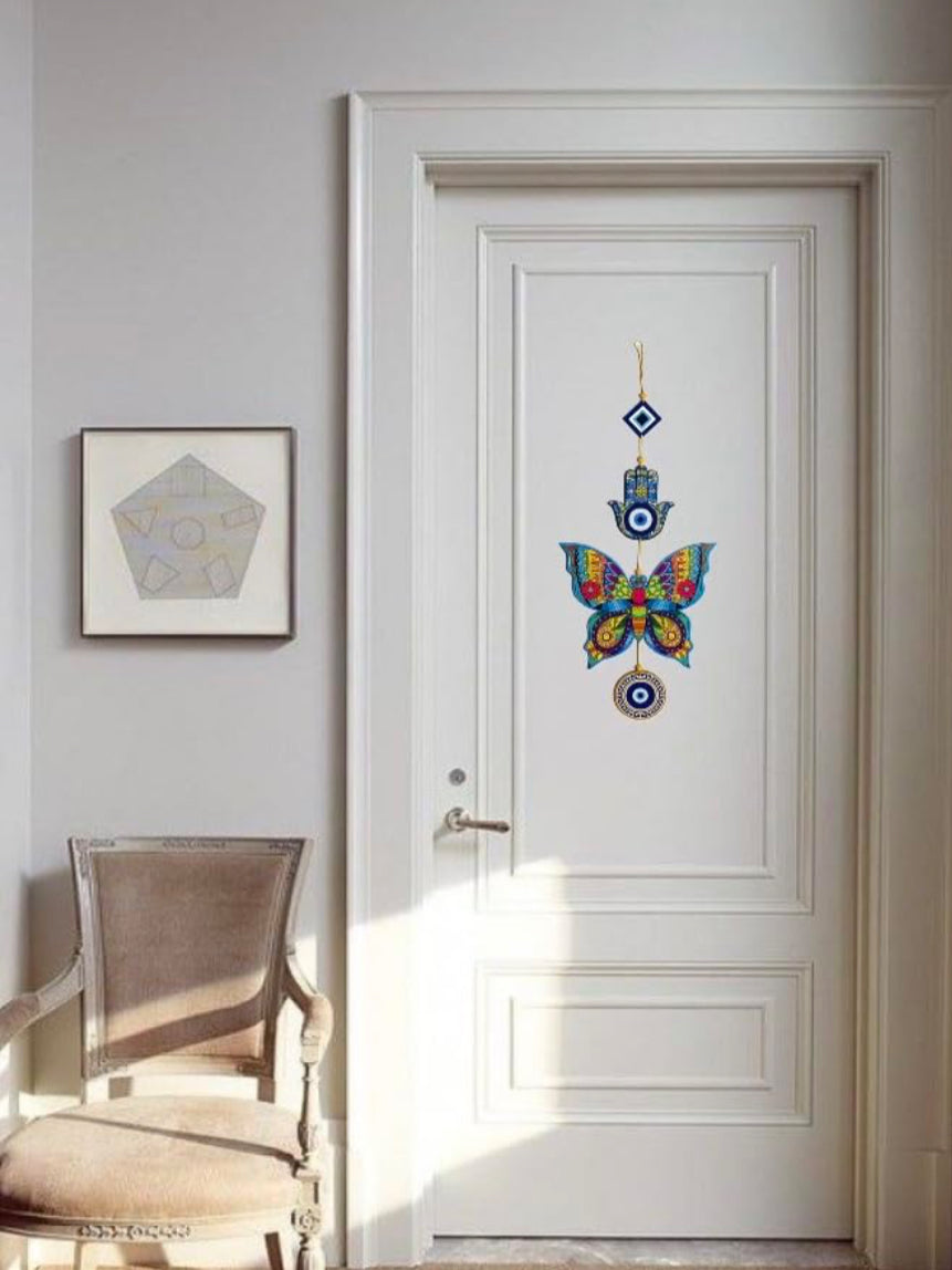 Butterfly Wooden Evil Eye Wall Hanging