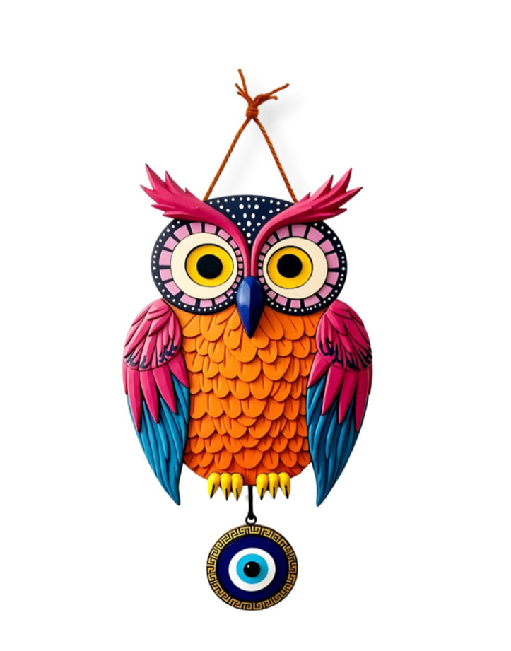 Owl Shape Wooden Wall Hanging