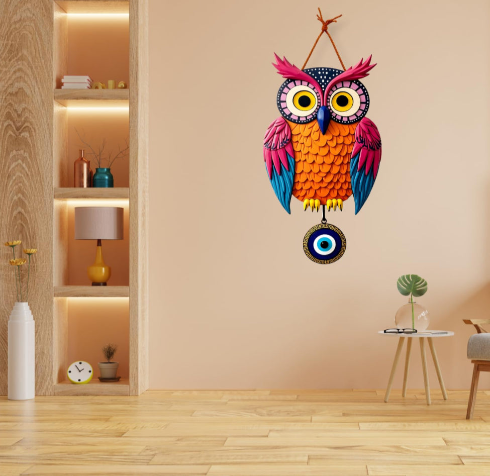 Owl Shape Wooden Wall Hanging